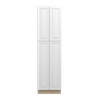 DAMASCUS Assembled 24 in. W x 90 in. H x 24 in. D Plywood Tall Cabinet w/(2) Roll-out Trays in French Vanilla | Kunal Kitchens
