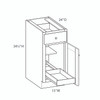 DAMASCUS Ready to Assemble 15 in. W x 34.5 in. H x 24 in. D Plywood Base Cabinet w/(1) Roll-out Tray in French Vanilla | Kunal Kitchens