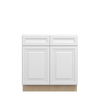 DAMASCUS Ready to Assemble 33 in. W x 34.5 in. H x 24 in. D Plywood Base Cabinet w/(2) Roll-out Trays in French Vanilla | Kunal Kitchens