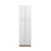 DAMASCUS Ready to Assemble 24 in. W x 84 in. H x 24 in. D Plywood Tall Cabinet w/(2) Roll-out Trays in French Vanilla | Kunal Kitchens
