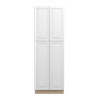 DAMASCUS Ready to Assemble 30 in. W x 90 in. H x 24 in. D Plywood Tall Cabinet w/(1) Roll-out Tray in French Vanilla | Kunal Kitchens