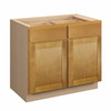 ABERDEEN Assembled 39 in. W x 34.5 in. H x 24 in. D Plywood Base Cabinet w/(2) Roll-out Trays in Caramel | Kunal Kitchens