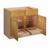 ABERDEEN Assembled 39 in. W x 34.5 in. H x 24 in. D Plywood Base Cabinet w/(2) Roll-out Trays in Caramel | Kunal Kitchens