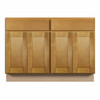 ABERDEEN Assembled 48 in. W x 34.5 in. H x 24 in. D Plywood Base Cabinet w/(2) Roll-out Trays in Caramel | Kunal Kitchens