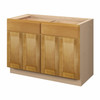 ABERDEEN Assembled 48 in. W x 34.5 in. H x 24 in. D Plywood Base Cabinet w/(2) Roll-out Trays in Caramel | Kunal Kitchens
