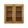 ABERDEEN Assembled 30 in. W x 36 in. H x 12 in. D Plywood Glass Door Wall Cabinet w/ Finished Interior in Caramel | Kunal Kitchens