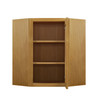 ABERDEEN Assembled 24 in. W x 36 in. H x 12 in. D Plywood Glass Door Diagonal Corner Wall Cabinet w/ Finished Interior in Caramel | Kunal Kitchens