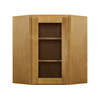 ABERDEEN Assembled 24 in. W x 36 in. H x 12 in. D Plywood Glass Door Diagonal Corner Wall Cabinet w/ Finished Interior in Caramel | Kunal Kitchens