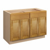 ABERDEEN Ready to Assemble 48 in. W x 34.5 in. H x 24 in. D Plywood Base Cabinet w/(4) Roll-out Trays in Caramel | Kunal Kitchens