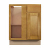 Aberdeen Ready to Assemble 27 in. W x 34.5 in. H x 24 in. D Plywood Blind Base Corner Cabinet Left in Caramel