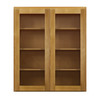 ABERDEEN Ready to Assemble 36 in. W x 42 in. H x 12 in. D Plywood Glass Door Wall Cabinet w/ Finished Interior in Caramel | Kunal Kitchens