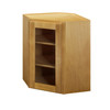 ABERDEEN Ready to Assemble 24 in. W x 30 in. H x 12 in. D Plywood Glass Door Diagonal Corner Wall Cabinet w/ Finished Interior in Caramel | Kunal Kitchens