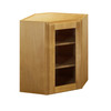 ABERDEEN Ready to Assemble 24 in. W x 30 in. H x 12 in. D Plywood Glass Door Diagonal Corner Wall Cabinet w/ Finished Interior in Caramel | Kunal Kitchens
