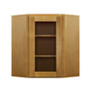 ABERDEEN Ready to Assemble 24 in. W x 30 in. H x 12 in. D Plywood Glass Door Diagonal Corner Wall Cabinet w/ Finished Interior in Caramel | Kunal Kitchens