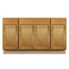 ABERDEEN Ready to Assemble 60 in. W x 34.5 in. H x 24 in. D Plywood Sink Base Cabinet in Caramel | Kunal Kitchens