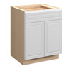 Brighton Assembled 27 in. W x 34.5 in. H x 24 in. D Plywood Base Cabinet w/(1) Roll-out Tray in Painted White | Kunal Kitchens