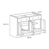 Westport Assembled 48 in. W x 34.5 in. H x 24 in. D Plywood Base Cabinet w/(2) Roll-out Trays in Painted White | Kunal Kitchens