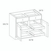 Westport Ready to Assemble 42 in. W x 34.5 in. H x 24 in. D Plywood Base Cabinet w/(4) Roll-out Trays in Painted White