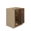 AMHERST Ready to Assemble 27 in. W x 34.5 in. H x 24 in. D Plywood Blind Base Corner Cabinet Left in Walnut | Kunal Kitchens