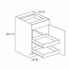 Euro Max LENOX HILL HG B18 (RT2) 18" Base Cabinet w/(2) Roll-out Trays Installed - (1) Door / (1) Drawer