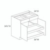 36" Base Cabinet w/(2) Roll-out Trays Installed {Butt Doors} - (2) Doors / (2) Drawers | Kunal Kitchens