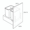 Euro Max GRAMERCY A BWB18-SC 18" Base Cabinet Pull-out Wastebasket w/Soft Close - (1) Door / (1) Drawer / Dbl 35 Qt {Rev-A-Shelf 4WCSC1835DM2 Factory Installed}