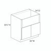 36" Farm Sink Base Cabinet {Panel trimmable up to 12" - Butt Doors} - (2) Doors | Kunal Kitchens