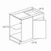Base Corner Cabinet Blind Left - Pull 39"-42" {Actual Width 33"} - (1) Door / (1) Drawer | Kunal Kitchens
