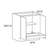 Euro Value GRAMERCY B 30" Base Cabinet w/(1) Roll-out Tray Installed {Butt Doors} - (2) FH Doors