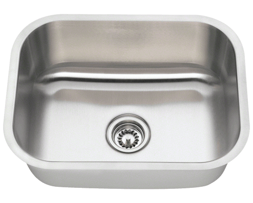 E23ADA - ADA UNDERMOUNT STANDARD RECTANGLE SINGLE BOWL SINK - 18 GA STAINLESS STEEL - OVERALL DIMENSIONS 23" L x 17¾" W - BOWL DIMENSIONS 21" L x 15¾" W x 6" D | Kunal Kitchens 