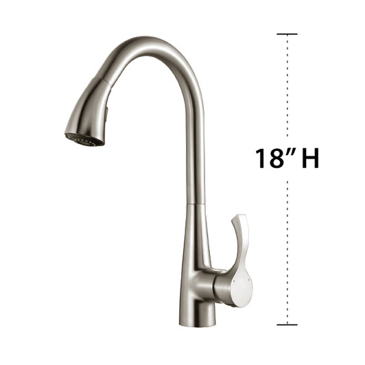 KF110-BN Chatham Single Handle With Two Function Pull Down Sprayer Kitchen Faucet in Brushed Nickel | Kunal Kitchens