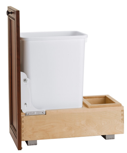 4WC-15DM1 Sgl Wood Waste Pull-Out Door Mount 21 3/4" Deep For Waste Container-Wood/Plastic-White | Kunal Kitchens