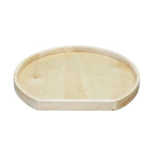 4WLS201-20-BS52 Sgl 20" Wood D-Shape Tray W/Bearing / Stop For Lazy Susan-Wood-Light Brown | Kunal Kitchens