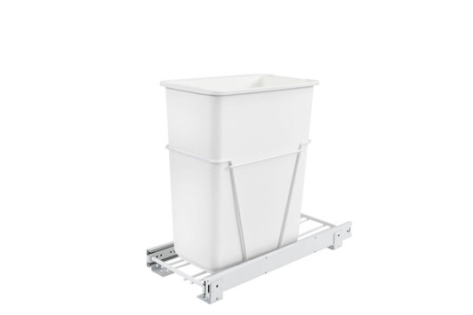 RV9PBS 30 Quart Pull-Out Waste Container W/Full Ext Slides-White-Wire/Polymer | Kunal Kitchens