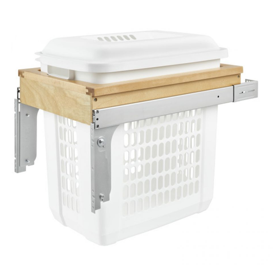 4VHTM-1520DM-1 Top-Mount 15" W X 20" D Vanity Hamper For Vanity-Wood/Plastic-Light Brown | Kunal Kitchens