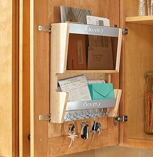 4MR-18-1 Mail/Key Org For 18" Wall Cabinet - White For Wall Org-Wood-White | Kunal Kitchens