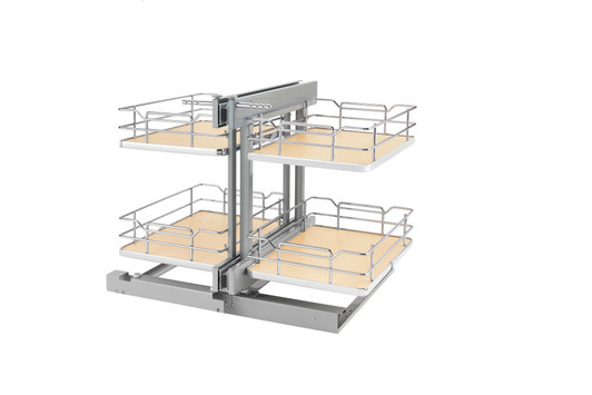 53PSP-18SC-MP 2-Tier Solid Btm Psp Elite For 18" Opening - Maple For Blind Corner-Metal/MDF-Light Brown | Kunal Kitchens