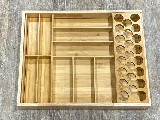 DOKIT-Arezzo (Installed) - Arezzo Drawer Organizer Kit (recommended for 30" wide drawer - trim to fit) - Wood Cutlery Tray Organizer (CTO30) with K-Cup Insert (KCI6) and Divided Insert (DVI6) - 25-1/8" W x 19-5/8" D x 2-7/16" H - Bamboo | Kunal Kitchens