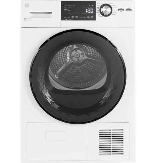 GFT14ESSMWW - GE® 24" 4.1 Cu.Ft. Front Load Ventless Condenser Electric Dryer with Stainless Steel Basket | Kunal Kitchens