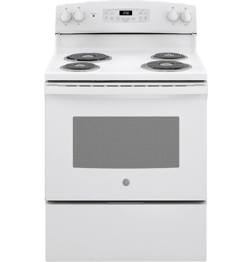 JB256DMWW - Good 3B GE - 30" ELECTRIC COIL RANGE  - SELF CLEAN OVEN - WHITE | Kunal Kitchens