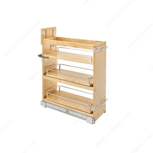 448SW-BCSC-8C 8" Dm Wood Swivel Shelf P-O With Blum Sc Slides For Base Organizer-Wood-Light Brown | Kunal Kitchens