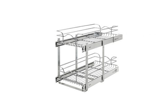5WB2-1222CR-1 12" W X 22" D Two-Tier Baskets For Base Organizer-Steel-Chrome | Kunal Kitchens