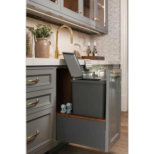 5LB-1550OGWN-113 Sgl 50Qt Orion Gray Legrabox W/Walnut Insert For Waste Container-Wood-Dark Brown | Kunal Kitchens