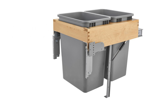 4WCTM-RM-2150DM-2 Dbl 50 Qt Rev-A-Motion Top Mount For Waste Container-Wood-Light Brown | Kunal Kitchens