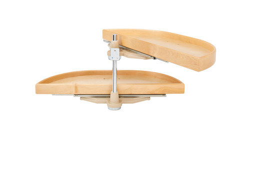 LD-4NW-882-38-1 38" Ld Natural Wood Half Moon 2 Tray Set W/Hdw For Blind Corner-Wood-Light Brown | Kunal Kitchens