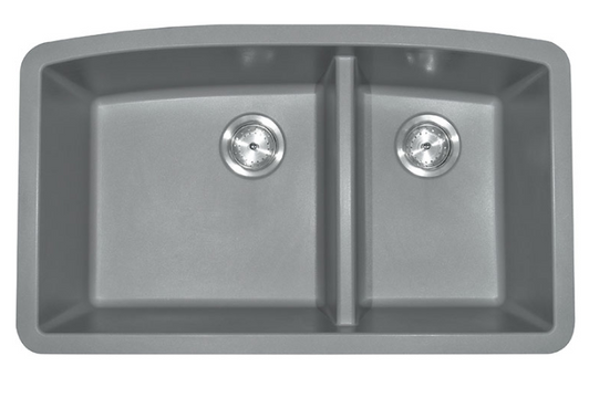 SIN-QTZ-DBLBWL-6040-3219-GRY - UNDERMOUNT GREY QUARTZ DOUBLE BOWL 60/40-3219 | Kunal Kitchens 