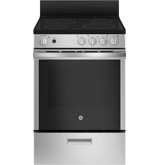 JAS640RMSS - GE® 24" Free-Standing/Slide-in Front Control Range with Steam Clean and Large Window | Kunal Kitchens