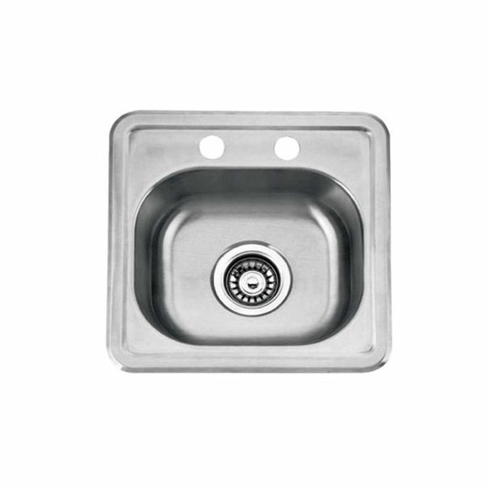 KST15156B-2 - 15 Drop-In Top Mount Stainless Steel Single Bowl Kitchen Bar Sink Overall: 15 X 15 X 5-1/2 Bowl Size: 12 X 10 3.5 Drain Hole, 2 Hole | Kunal Kitchens 
