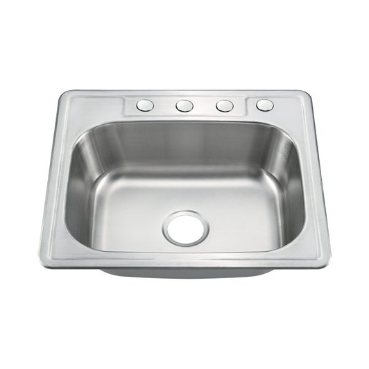 KST25228B-3 - 25X22X8 Drop-In Top Mount Stainless Steel Single Bowl Kitchen Sink | Kunal Kitchens 