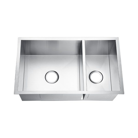 KSH321910BS - 32 Undermount Stainless Steel 70/30 Or 30/70 Double Bowl Kitchen Sink Overall: 32 X 19 X 10 Big Bowl: 19-1/4 X 17 Small Bowl: 9-5/8 X 17 | Kunal Kitchens 